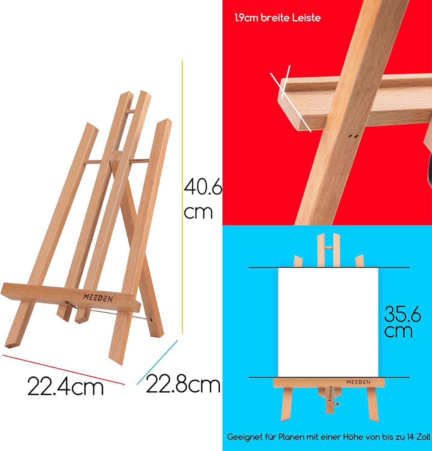 12er-Set Tischstaffelei, Natürlich 40CM