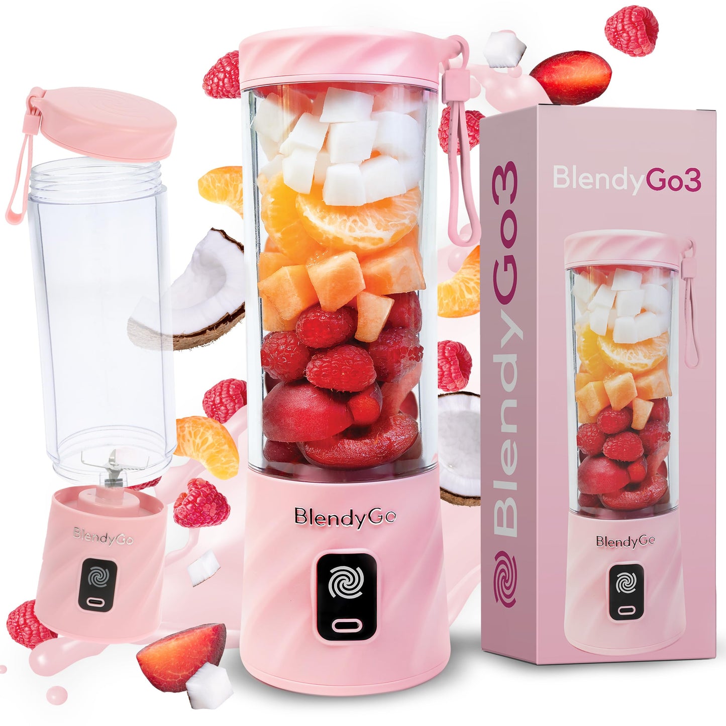 Tragbarer Mini-Standmixer BlendyGo 3, Rosa