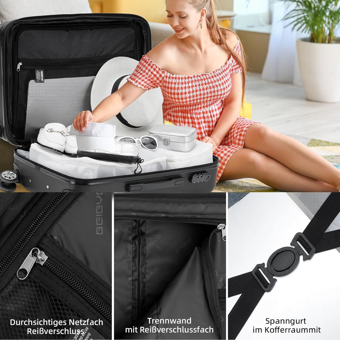 Zwillingsrollen Hartschalen-Trolley M, Schwarz M