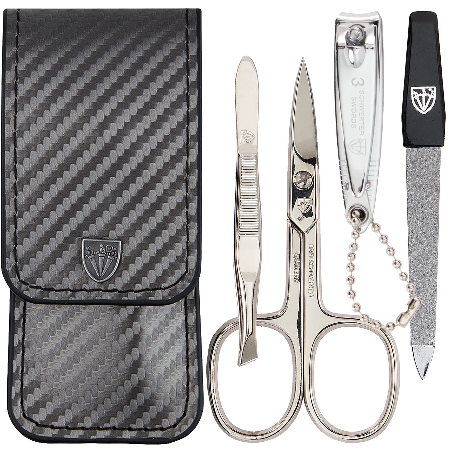 4-teiliges Nagelpflegeset Capri, CARBON DUNKELGRAU / KUNSTLEDER