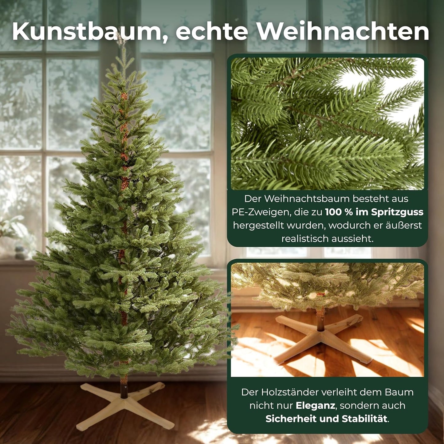 Künstlicher Weihnachtsbaum Skandinavische Fichte, Grün (100% Spritzguss) Scandinavian Spruce 180 cm