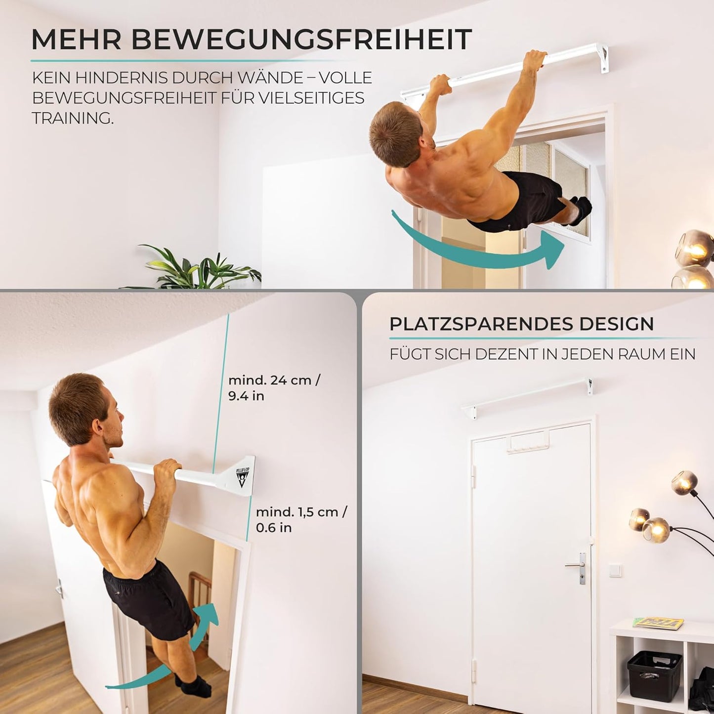 Klimmzugstange zur Wandmontage, weiß