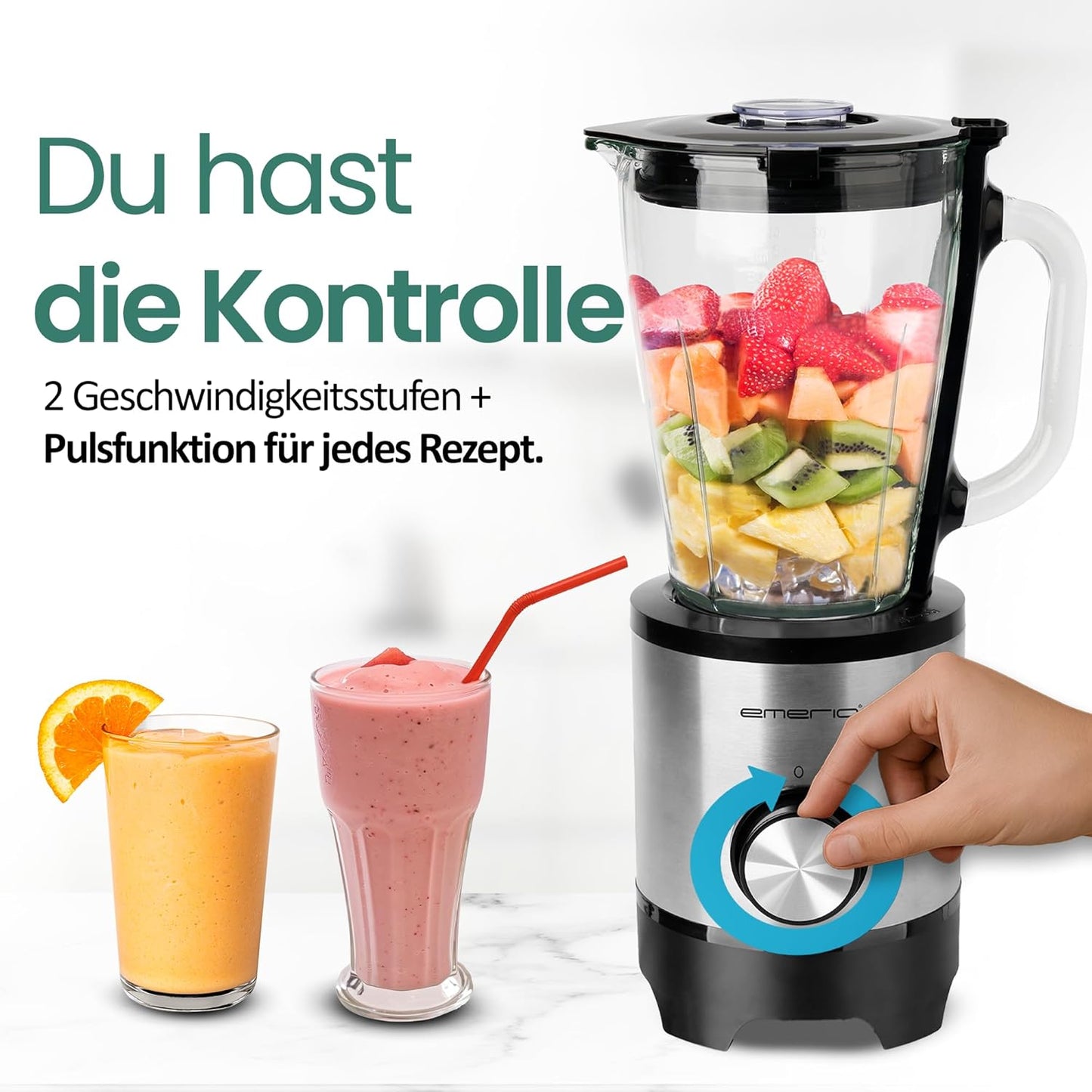 Standmixer mit Ice Crush Funktion, Silber
