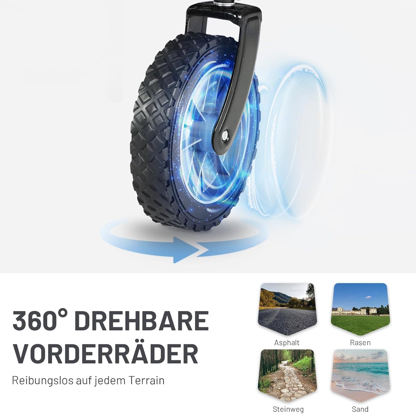 Faltbarer Bollerwagen mit verstellbarem Griff und Seitentaschen, Schwarz