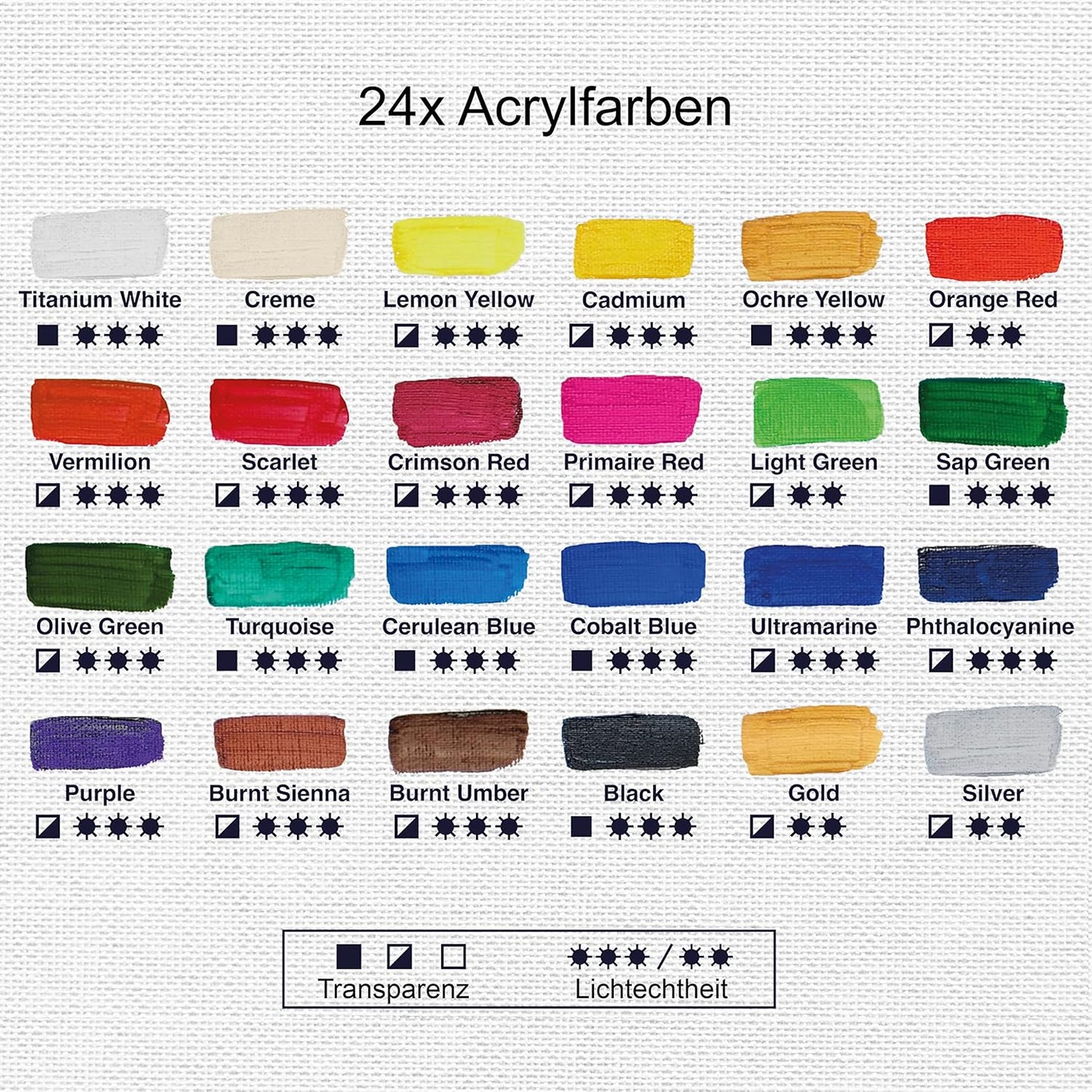 24-teiliges Acrylfarben-Set (24x500ml, wasserfest), 500 ml (24er Pack) mehrfarbig