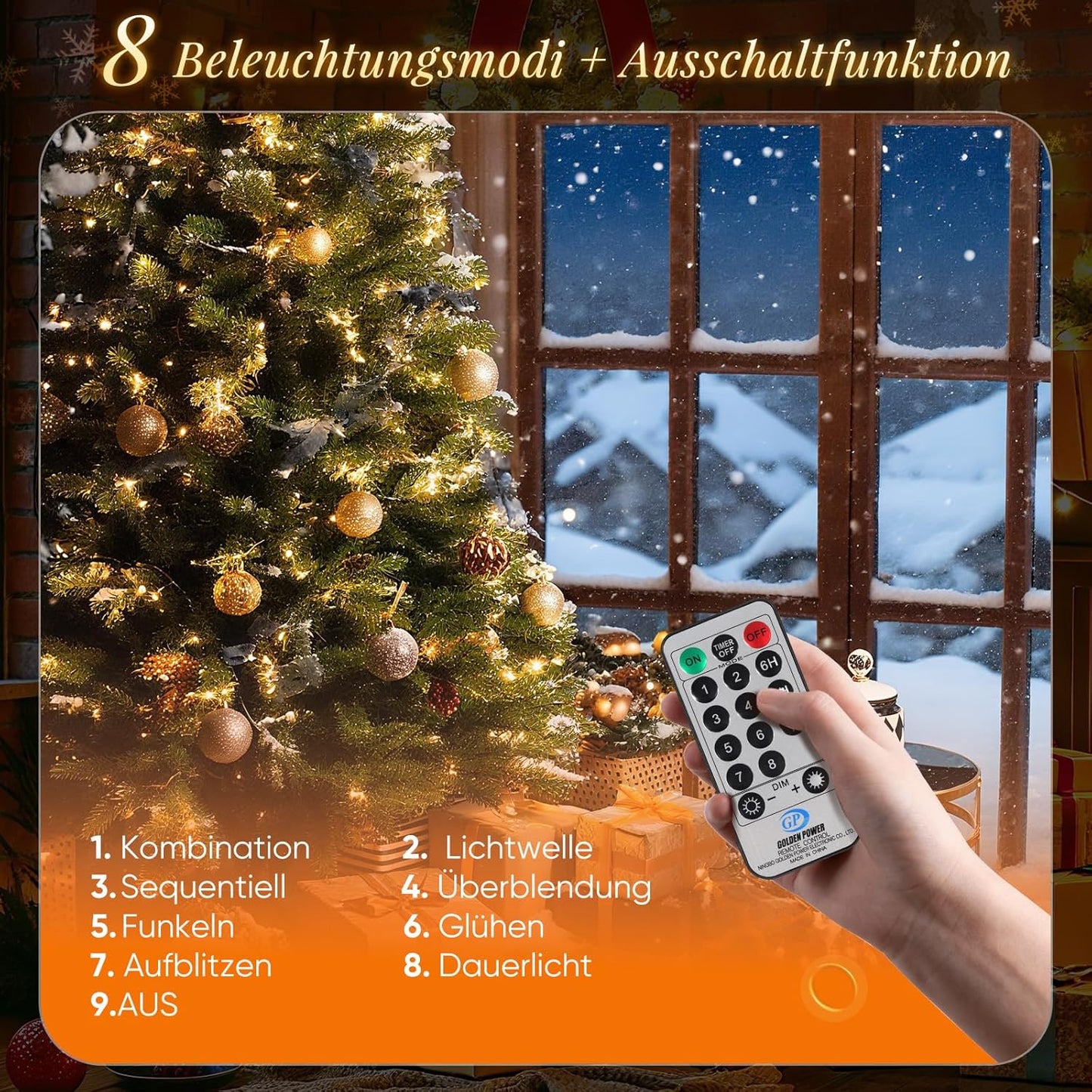 LED-Christbaumbeleuchtung mit Fernbedienung, Warmweiß Fernbedienung 1,5m