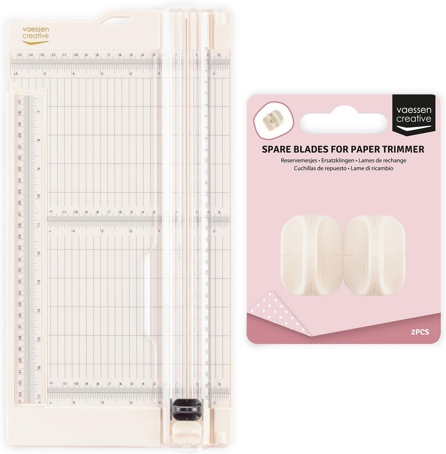 2-in-1 Papierschneider mit Falzbrett und Ersatzklingen