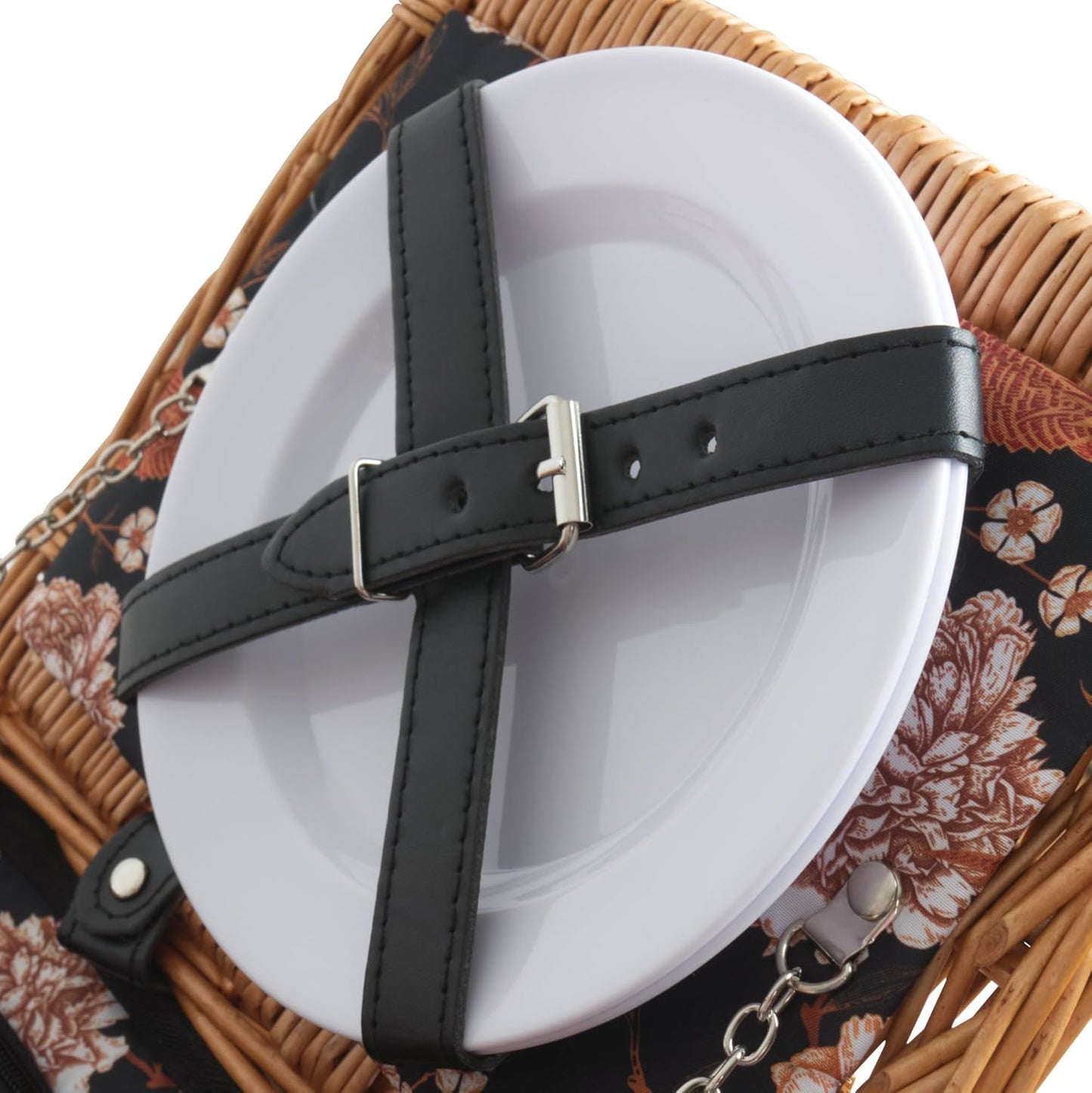 Picknickkorb mit Geschirr-Set und Kühlfach, Braun