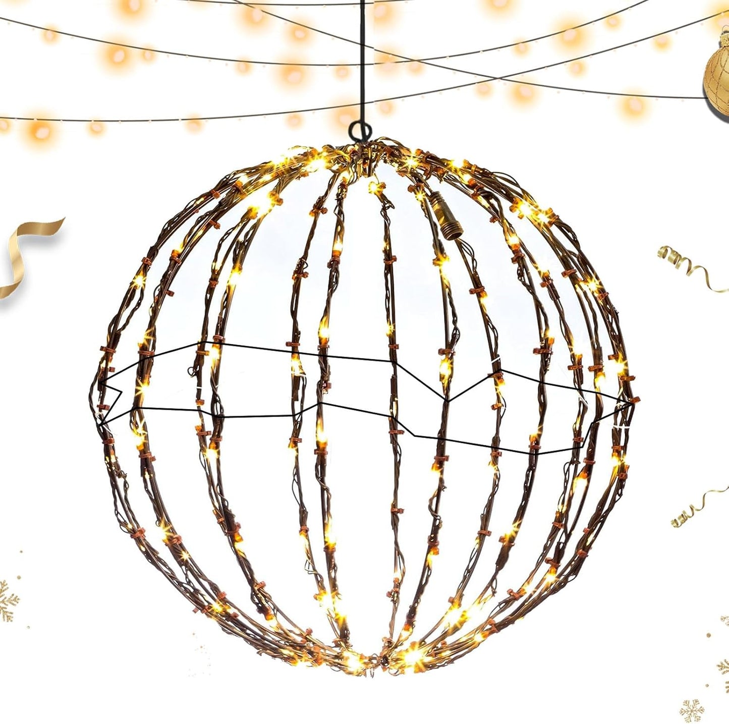Faltbare Weihnachts-LED-Leuchtkugeln, 50*50 warme Lampe
