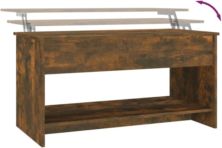 Couchtisch mit verstellbarer Tischplatte, Räuchereiche 102 x 50 x 52.5 cm