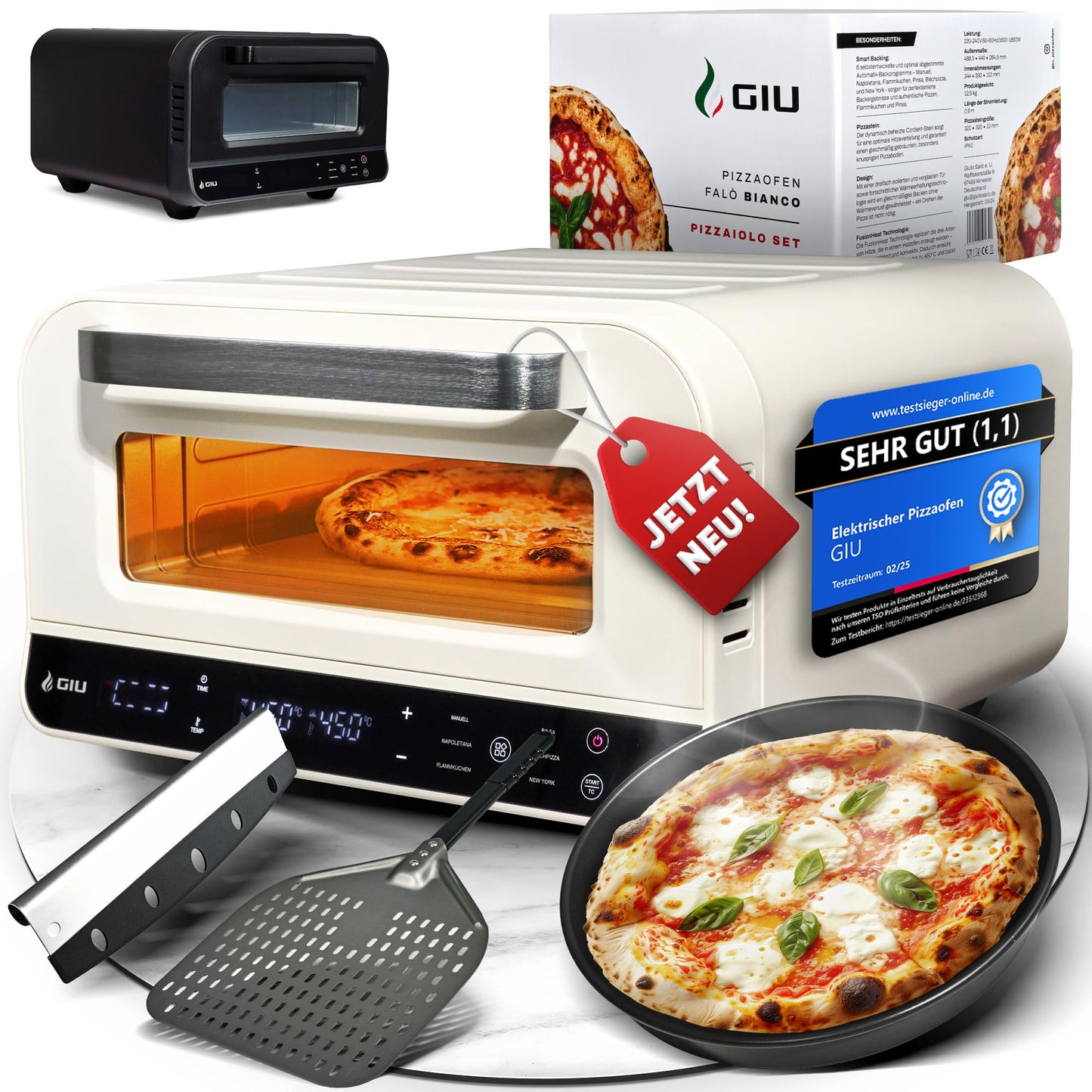 Elektrischer Pizzaofen mit FusionHeat-Tech, Bianco - Pizzaiolo Set