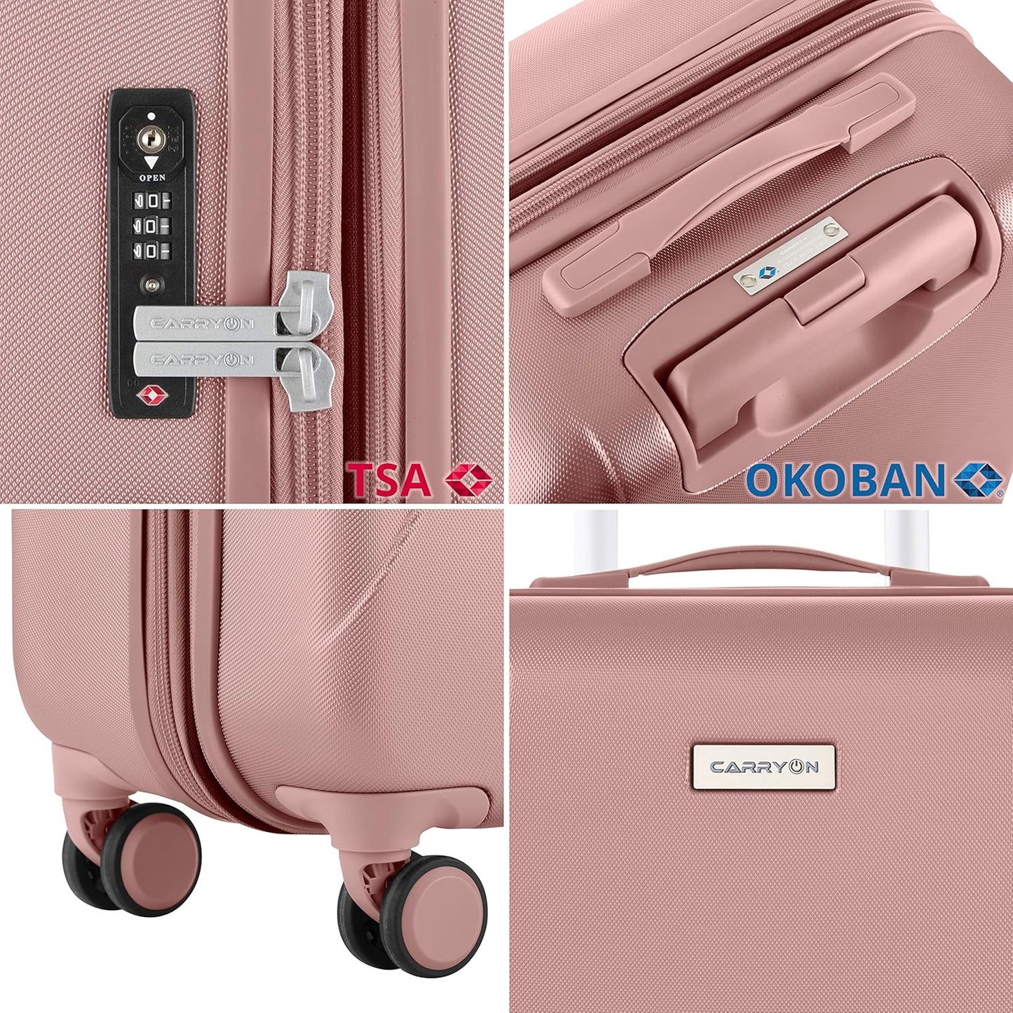 Hartschalen Handgepäck Koffer 55cm Kabinentrolley, Rosa Kleine