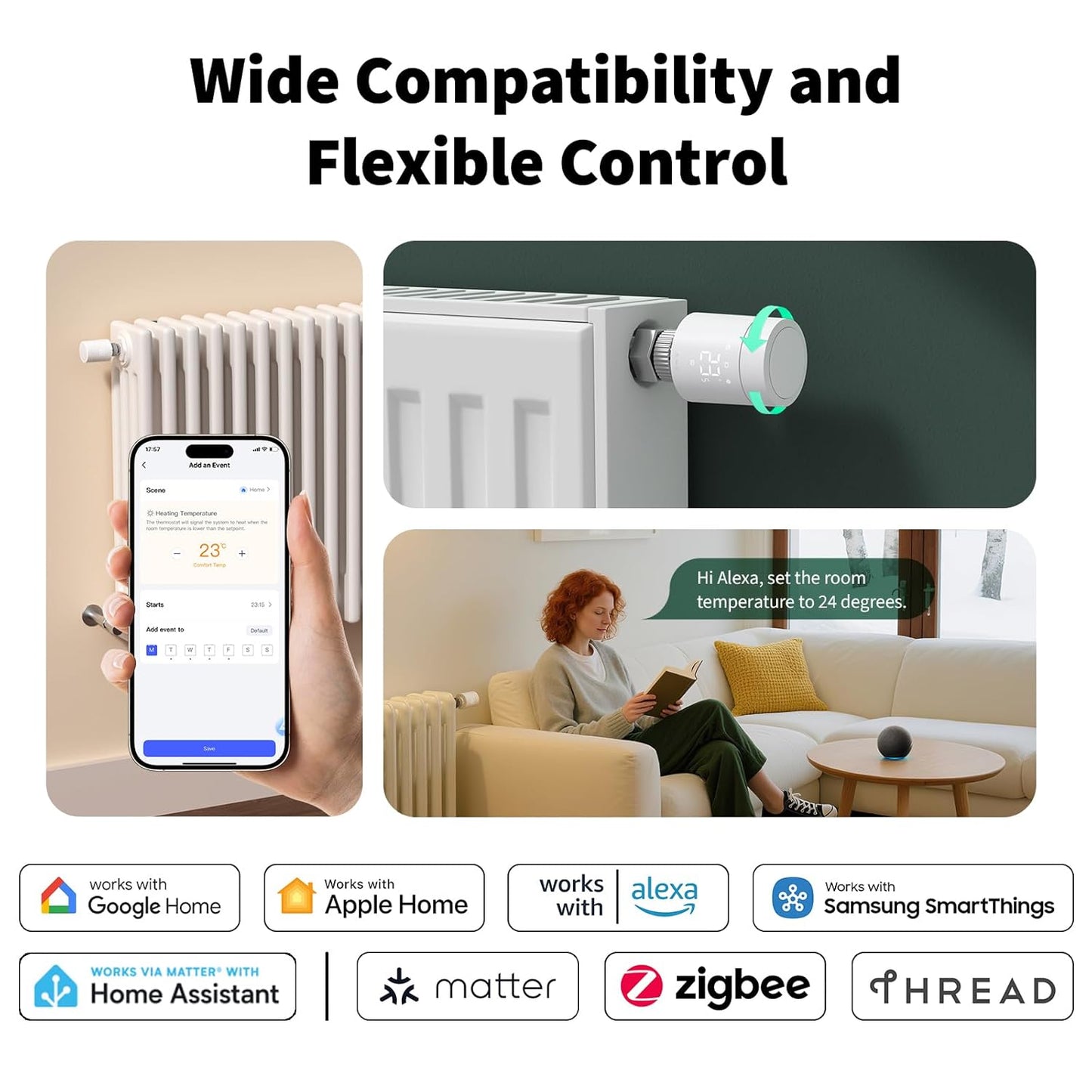 Smartes Heizkörperthermostat W600, Zigbee/Thread kompatibel, Unterstützt Zigbee /Thread