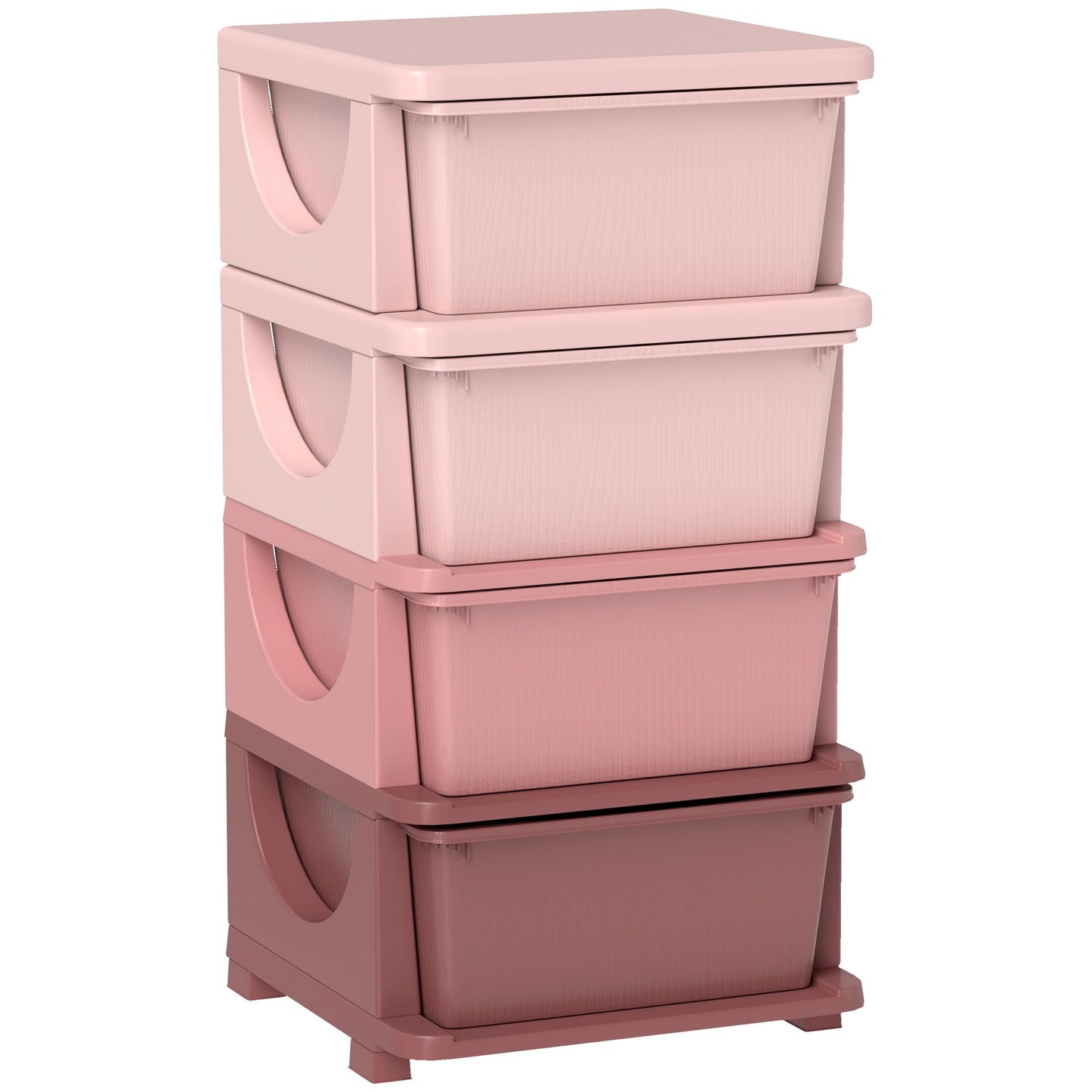 Schubladenschrank Kunststoff Rosa, 37L x 37B x 76H cm Rosa