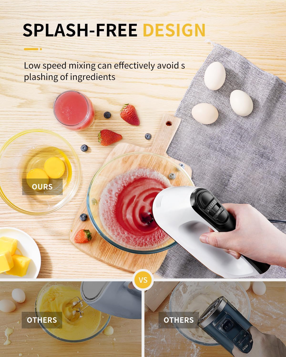 Elektrischer Handmixer mit Turbo und Zubehör (400W)