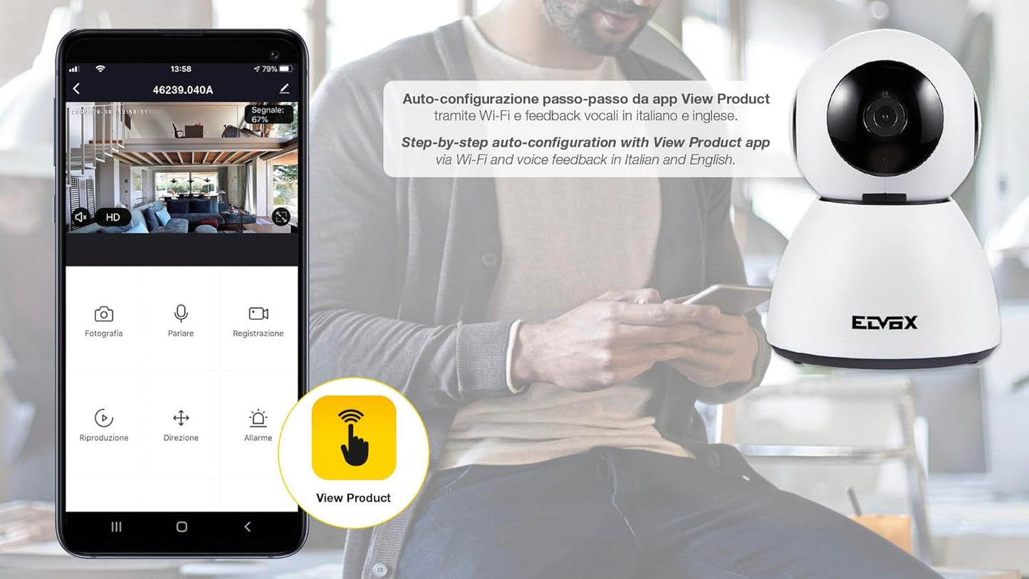 WiFi HD Motor-Farbkamera mit Bewegungsmelder, Motorisiert Pan&Tilt Innen
