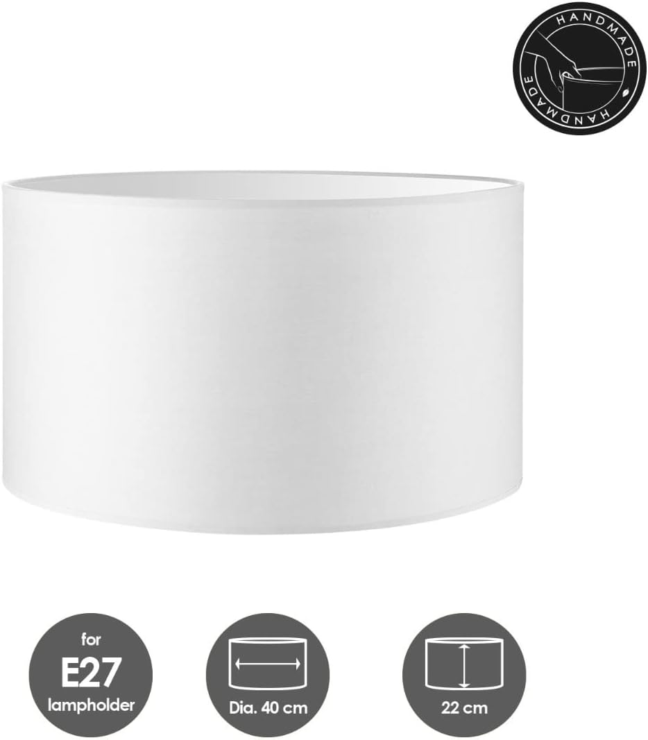 Moderner Lampenschirm Weiss für E27 Fassung, Rein Weiss 40cm durchmesser 22cm höhe