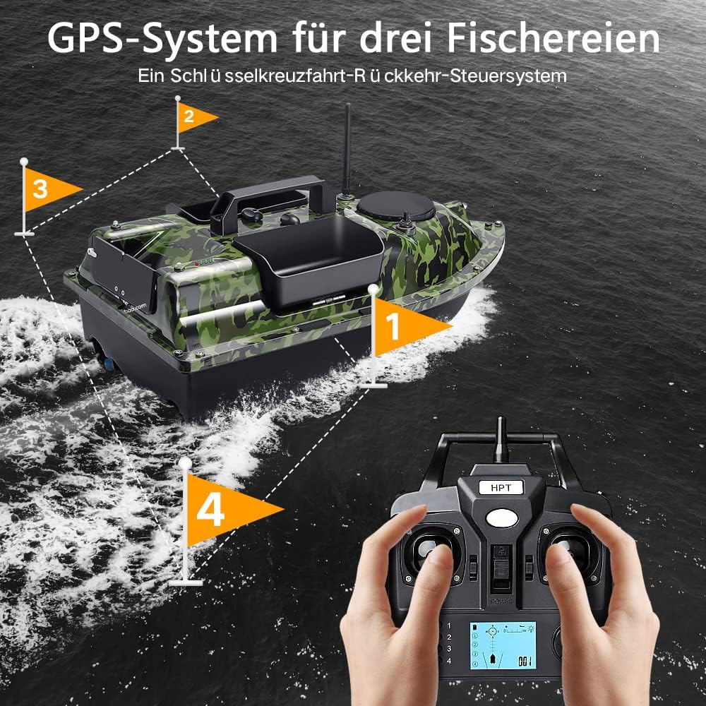 GPS Köderboot Bait Boat 4 mit 3 Katapultbuchten, Bait Boat 4