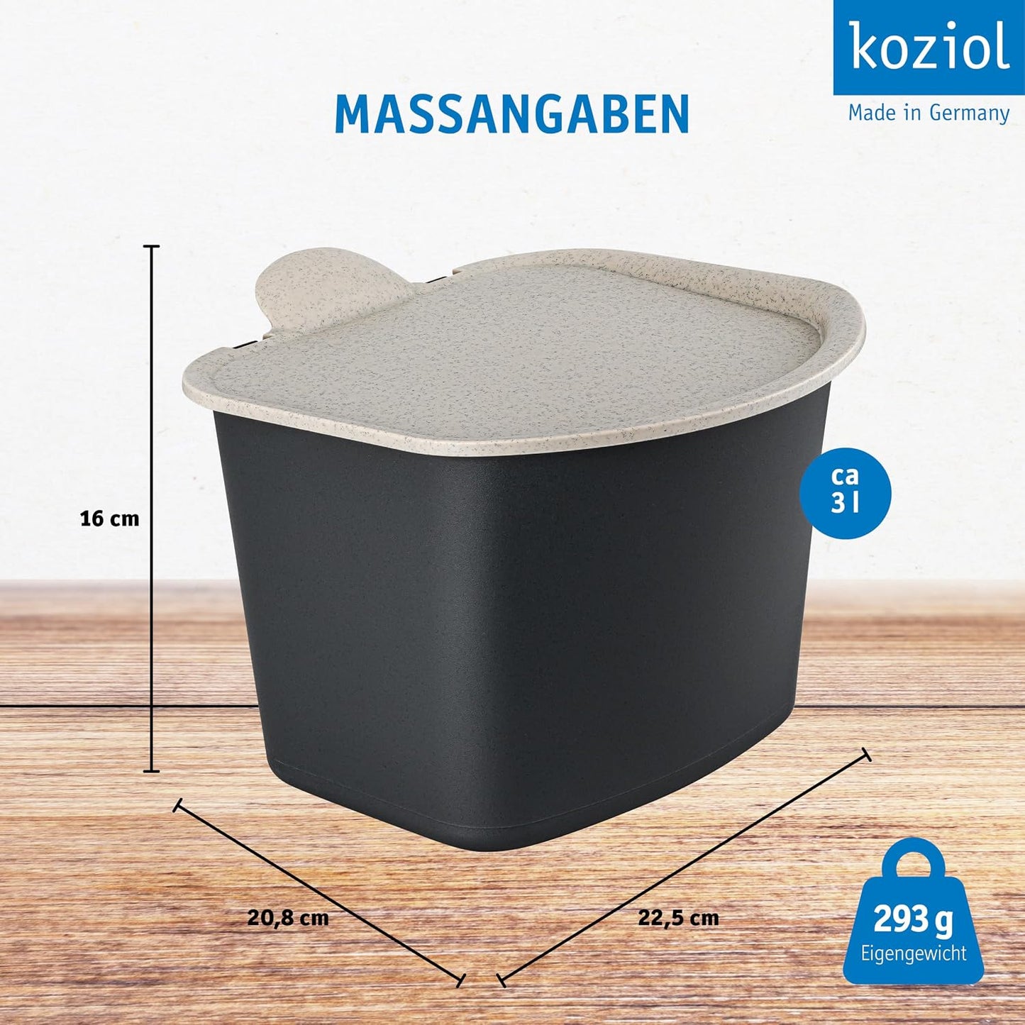 Bibo Komposteimer mit Deckel, nature ash grey