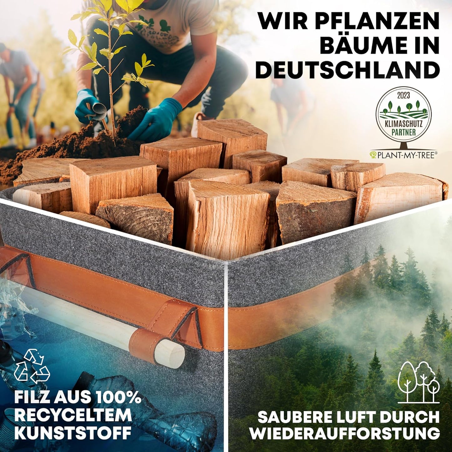 Holzkorb, Dunkelgrau Bundle