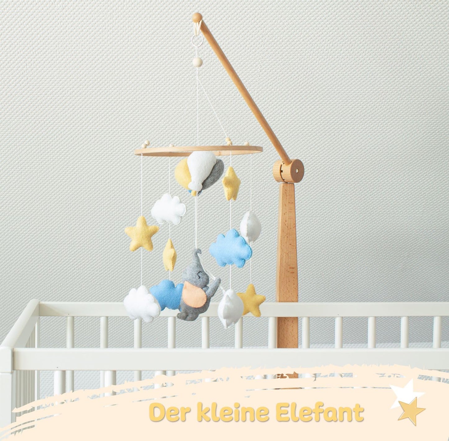 Baby-Mobile mit Elefanten und Holzring, Elefant 1