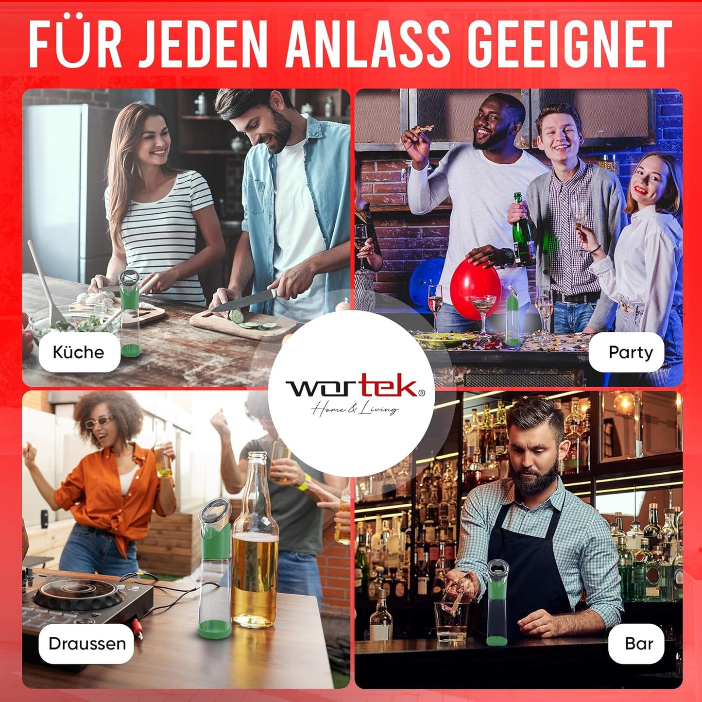 Flaschenöffner mit Auffangbehälter für Kronkorken, Grün