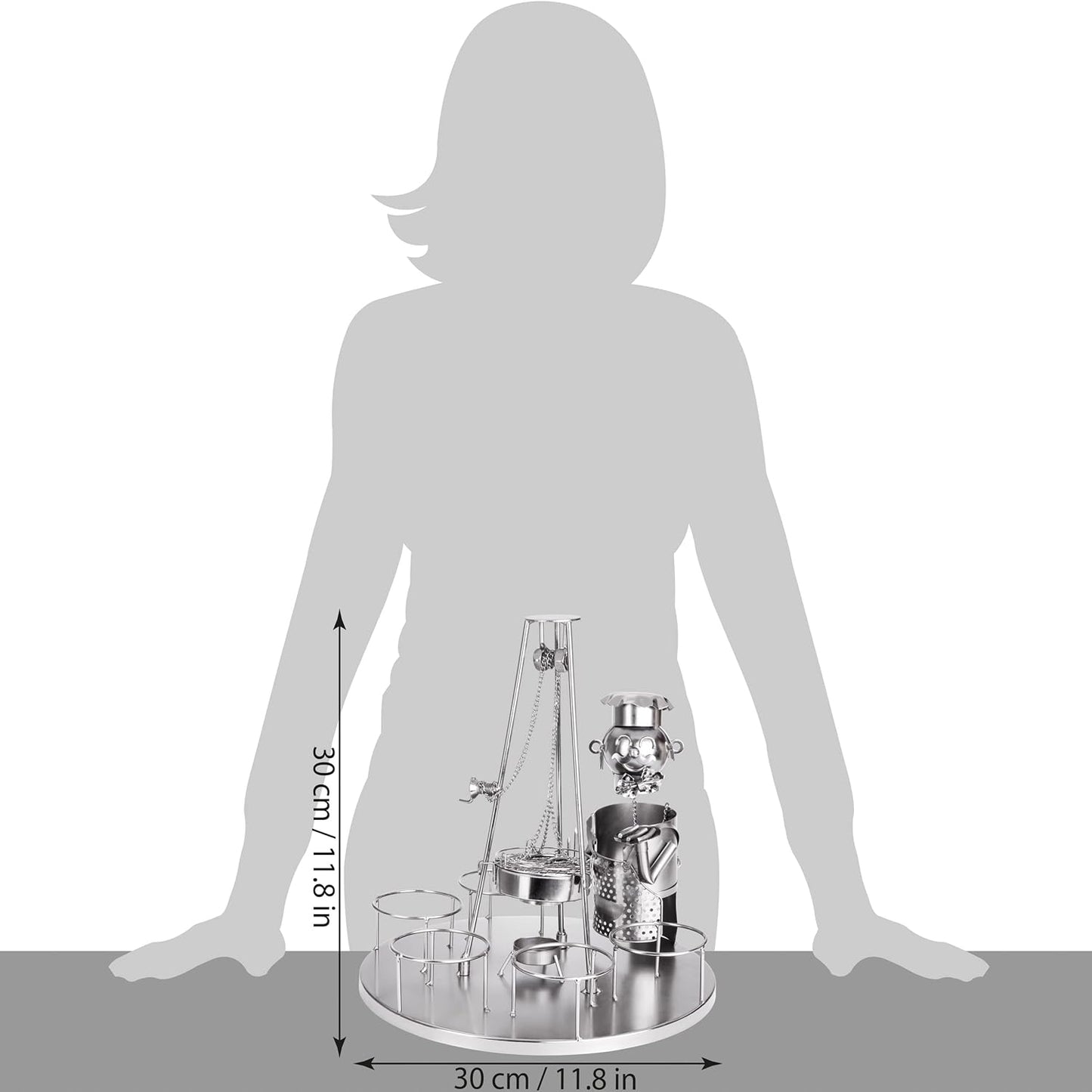 Flaschenhalter Skulptur Grillmeister mit Schwenkgrill