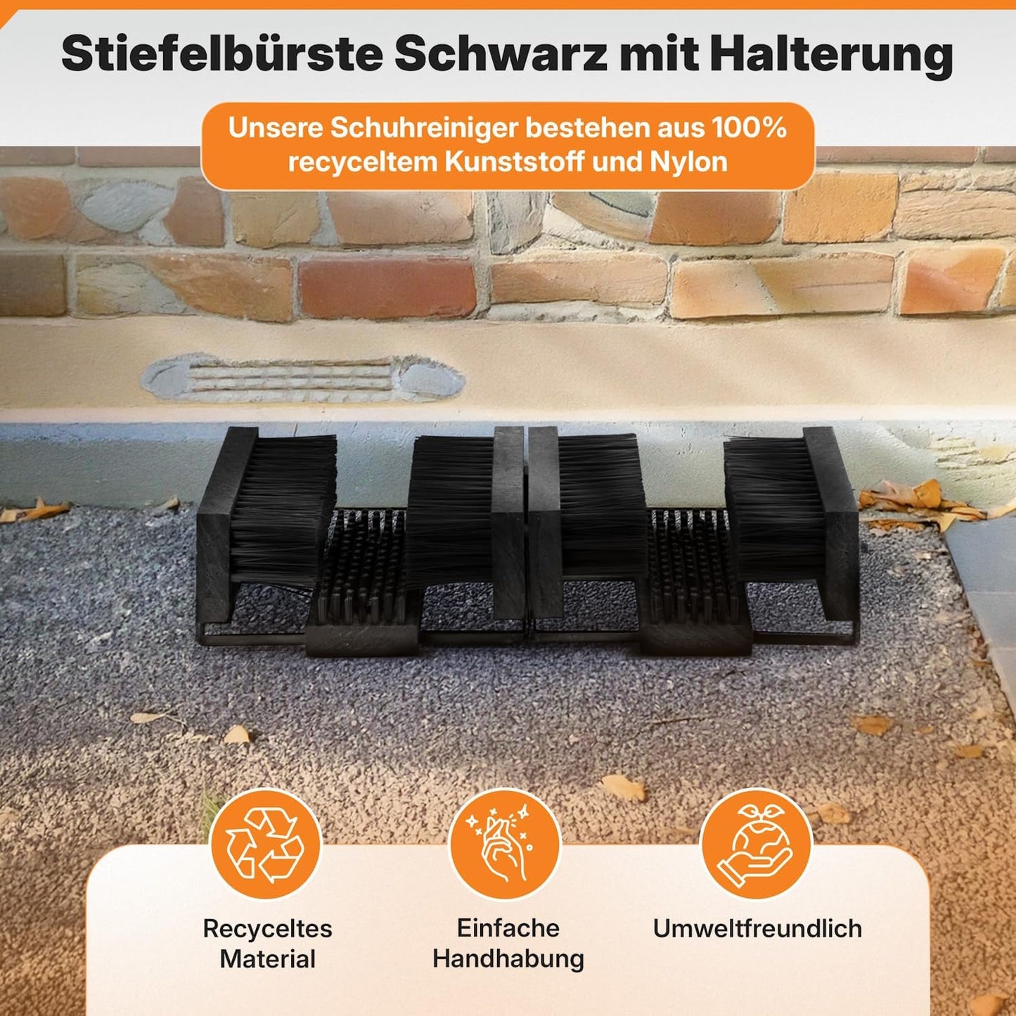 Schuhabstreifer mit Halterung, 60x30cm Schwarz