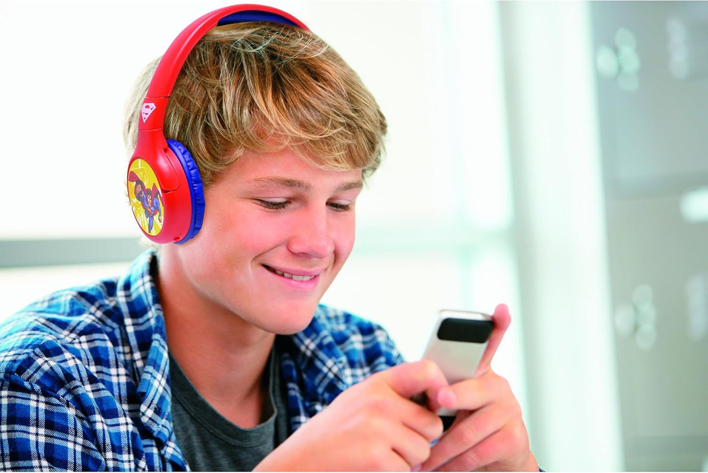 Kinderkopfhörer 2-in-1 Bluetooth und Kabel, Superman
