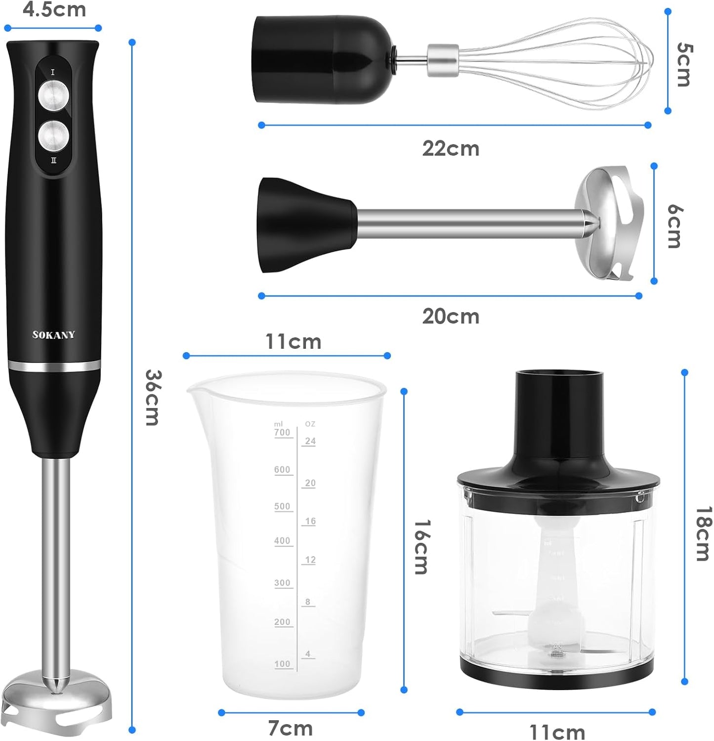 4-In-1 Stabmixer mit Zubehör