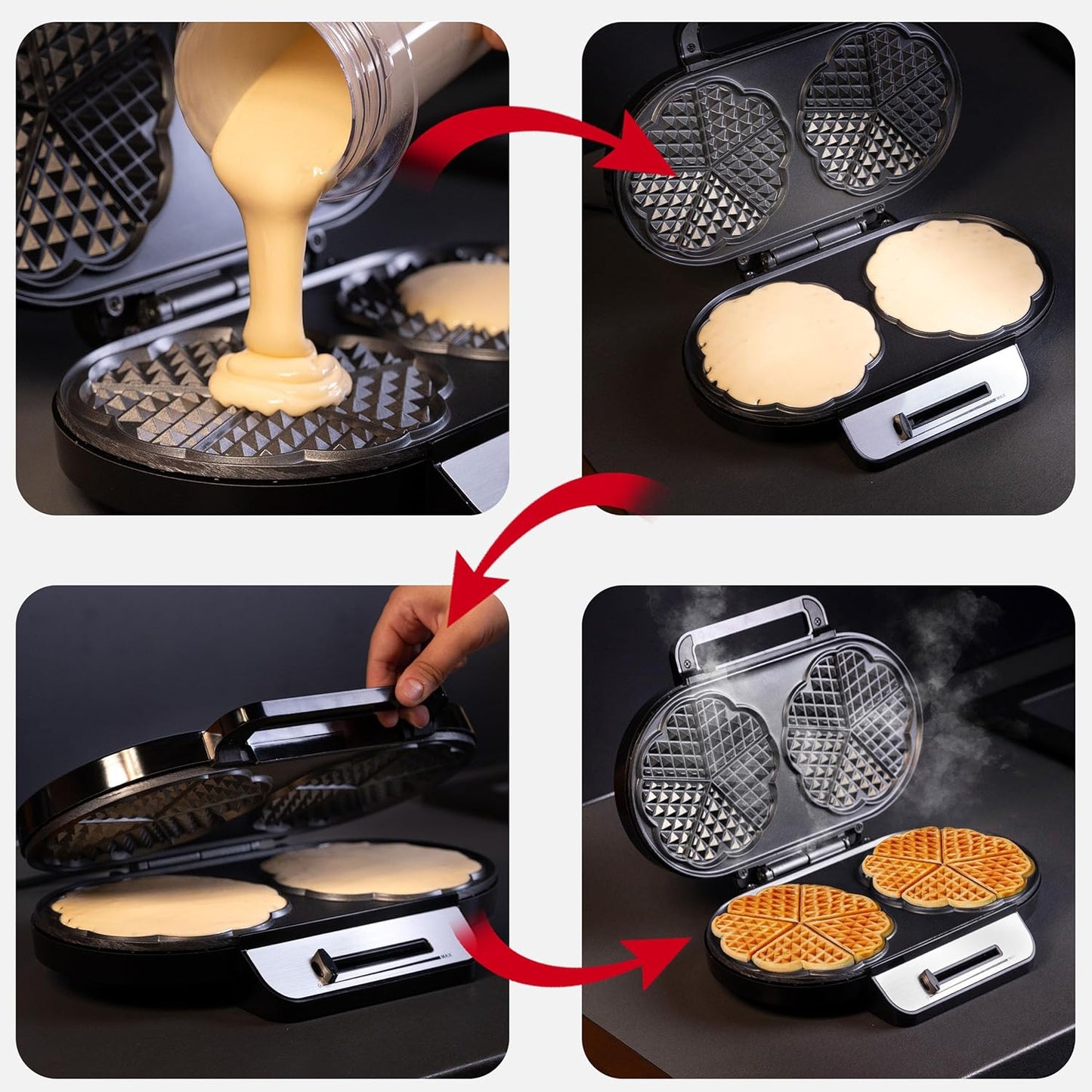 Doppel Waffeleisen Herzform mit Temperaturregelung