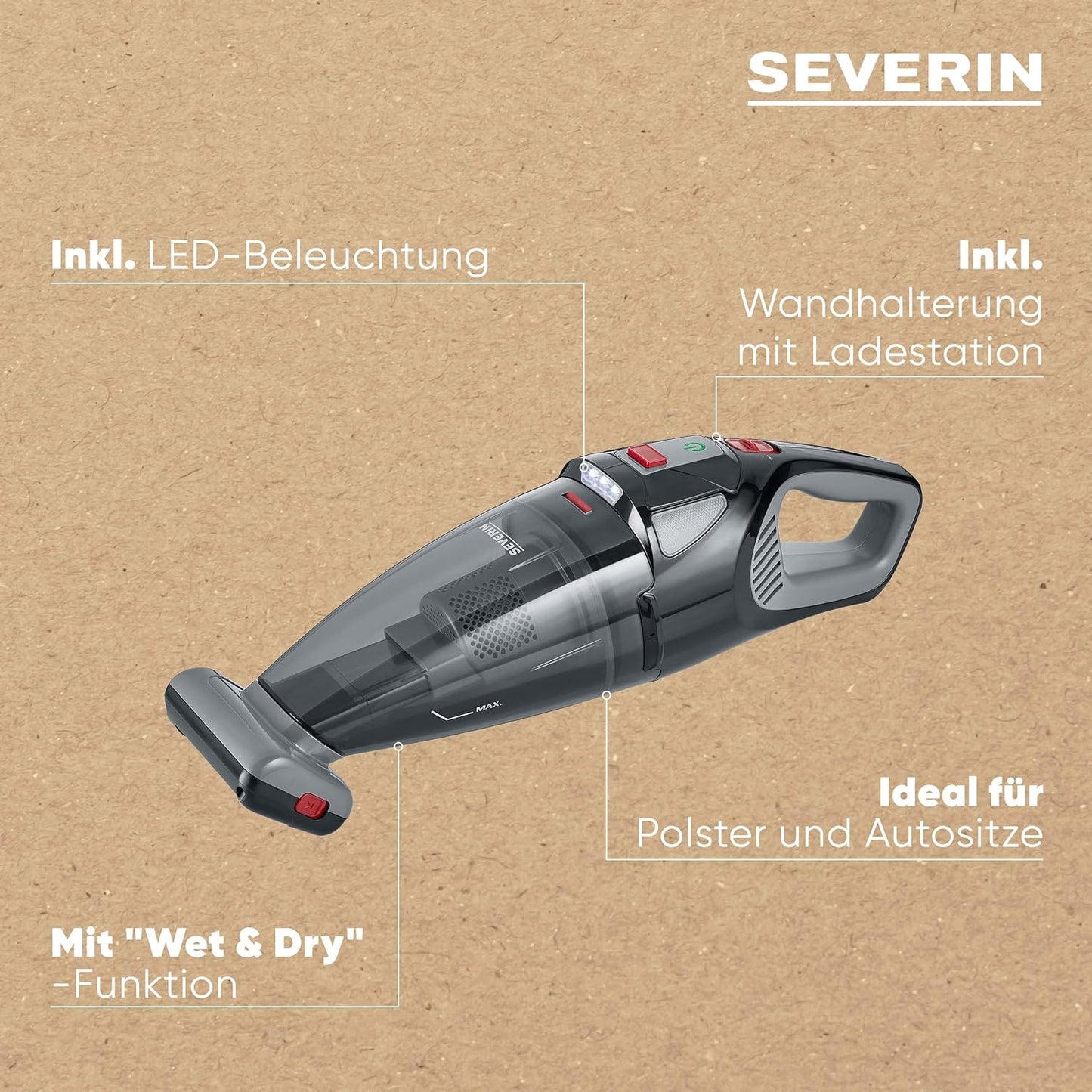 Akkustaubsauger HV 7147, 6-in-1 mit Stiel & Wandhalterung