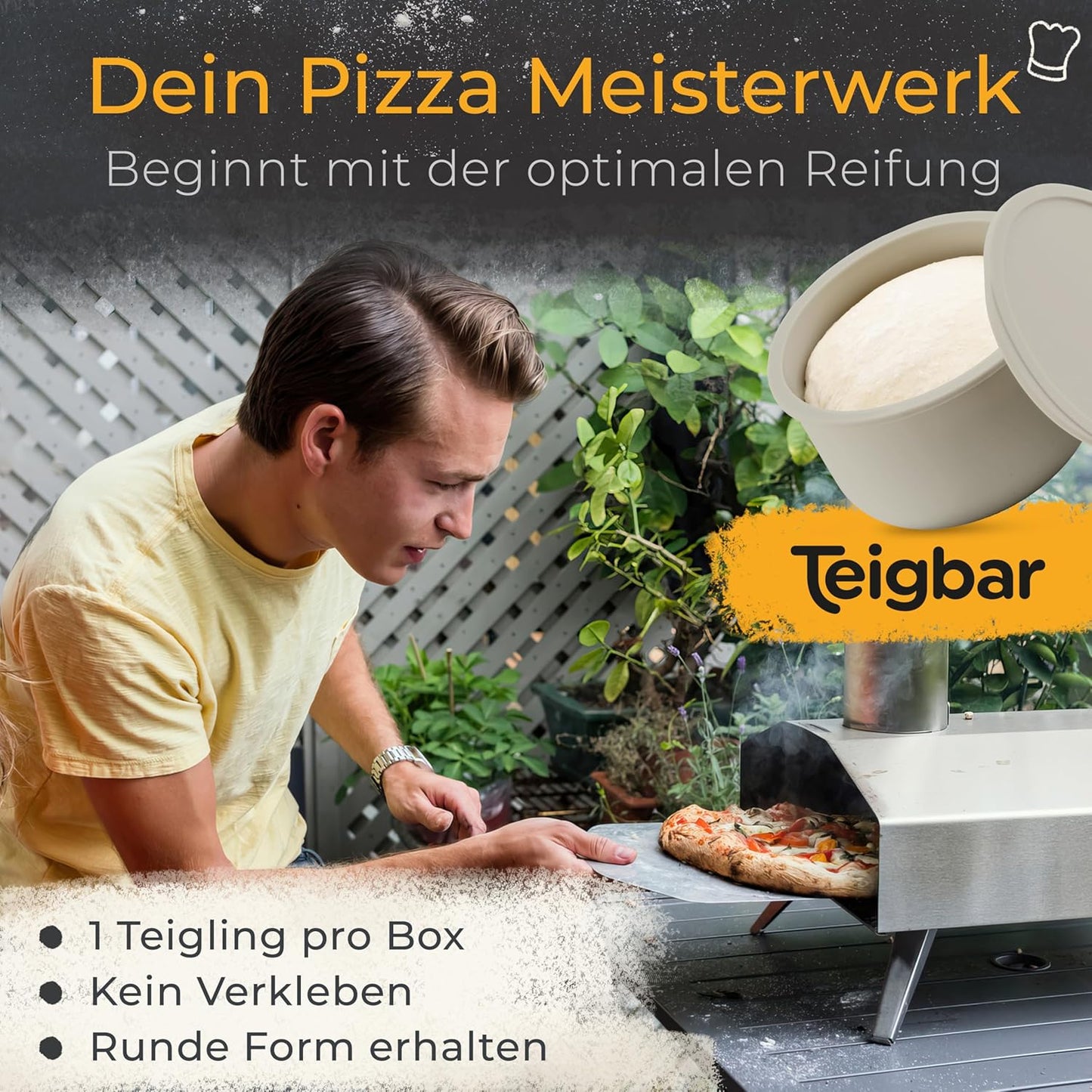 4er-Set Pizzaballenbox mit Deckel, Taupe 4er Set