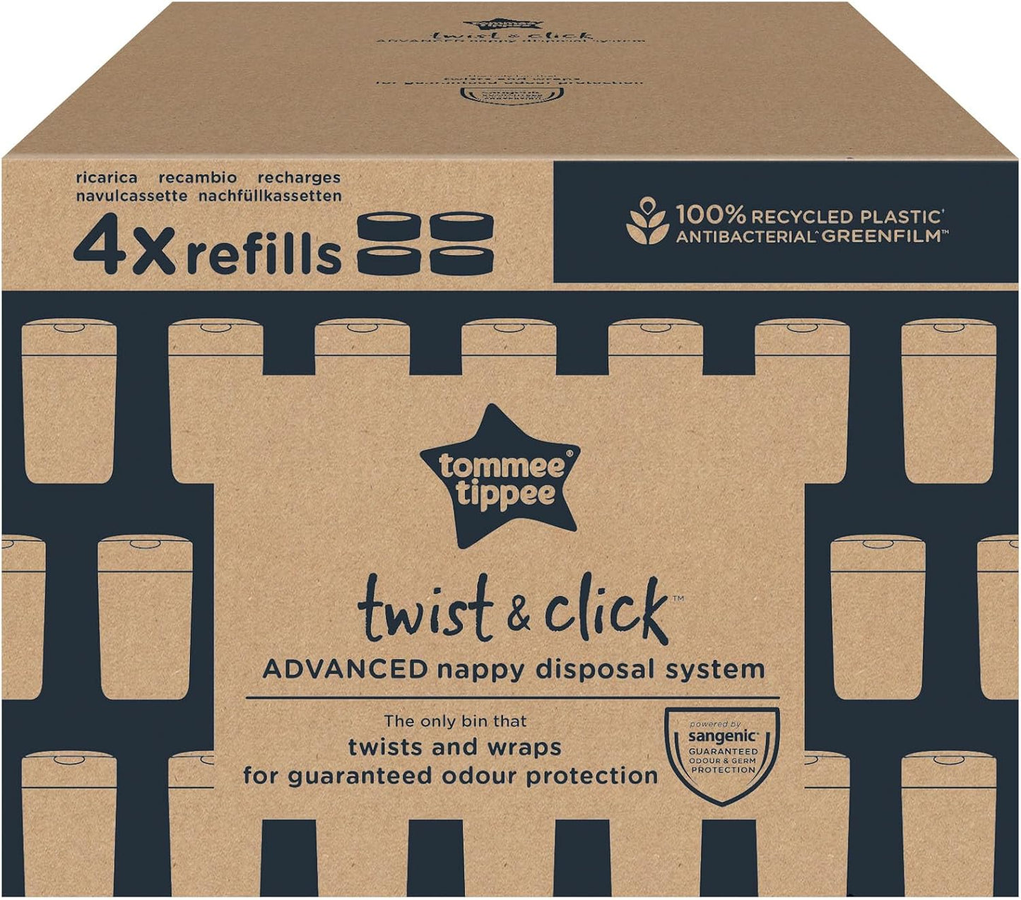 Windelbehälter-Nachfüllkassetten-Set (4er-Pack), Graue 1 stück (4er Pack)