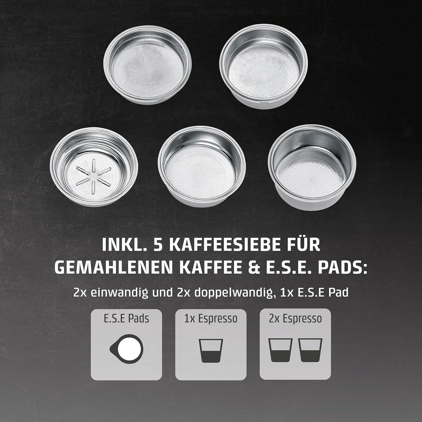 EspressoGourmet Crema Siebträgermaschine, mit Dampflanze
