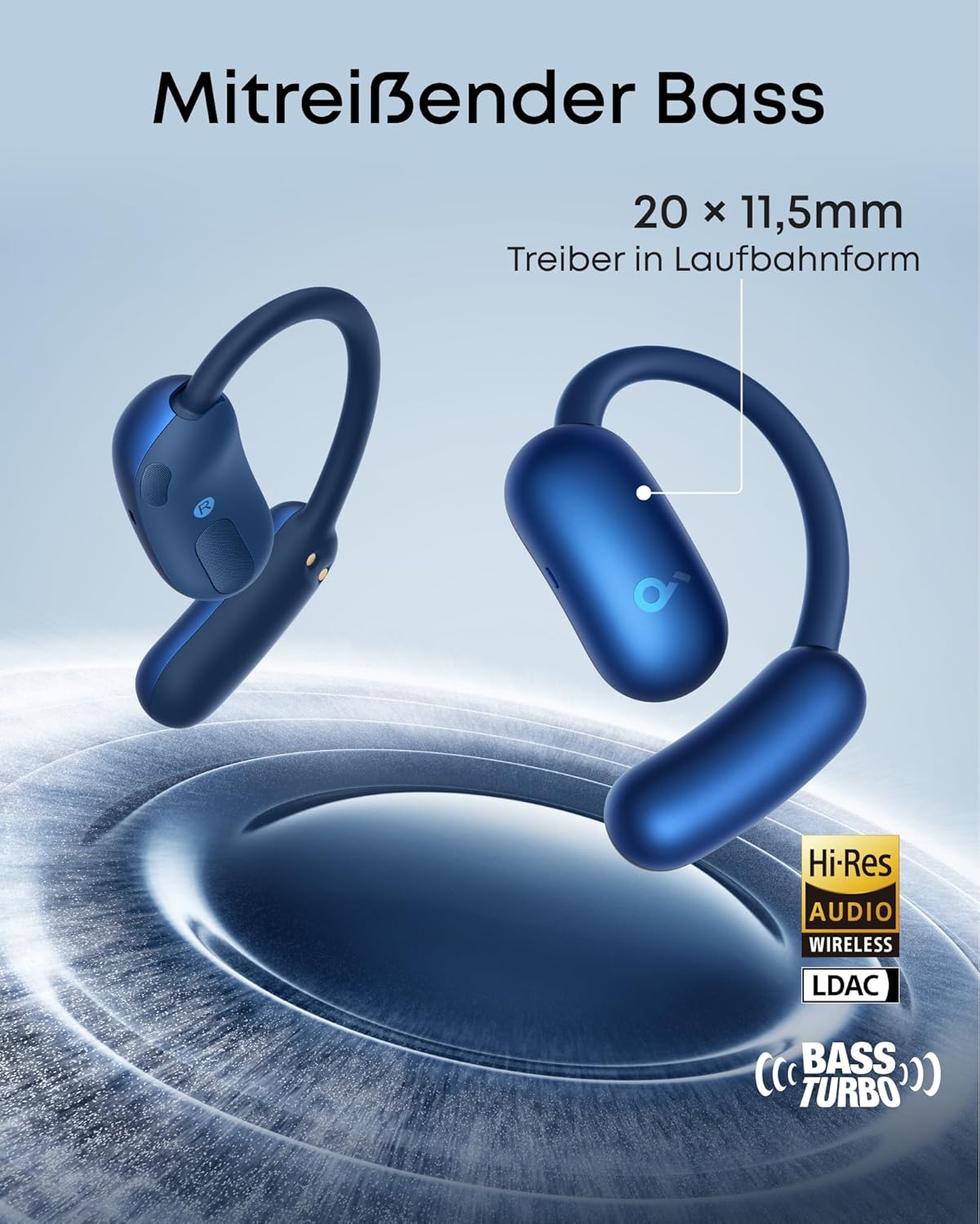 AeroFit 2 Open-Ear Kopfhörer, Standard Blau