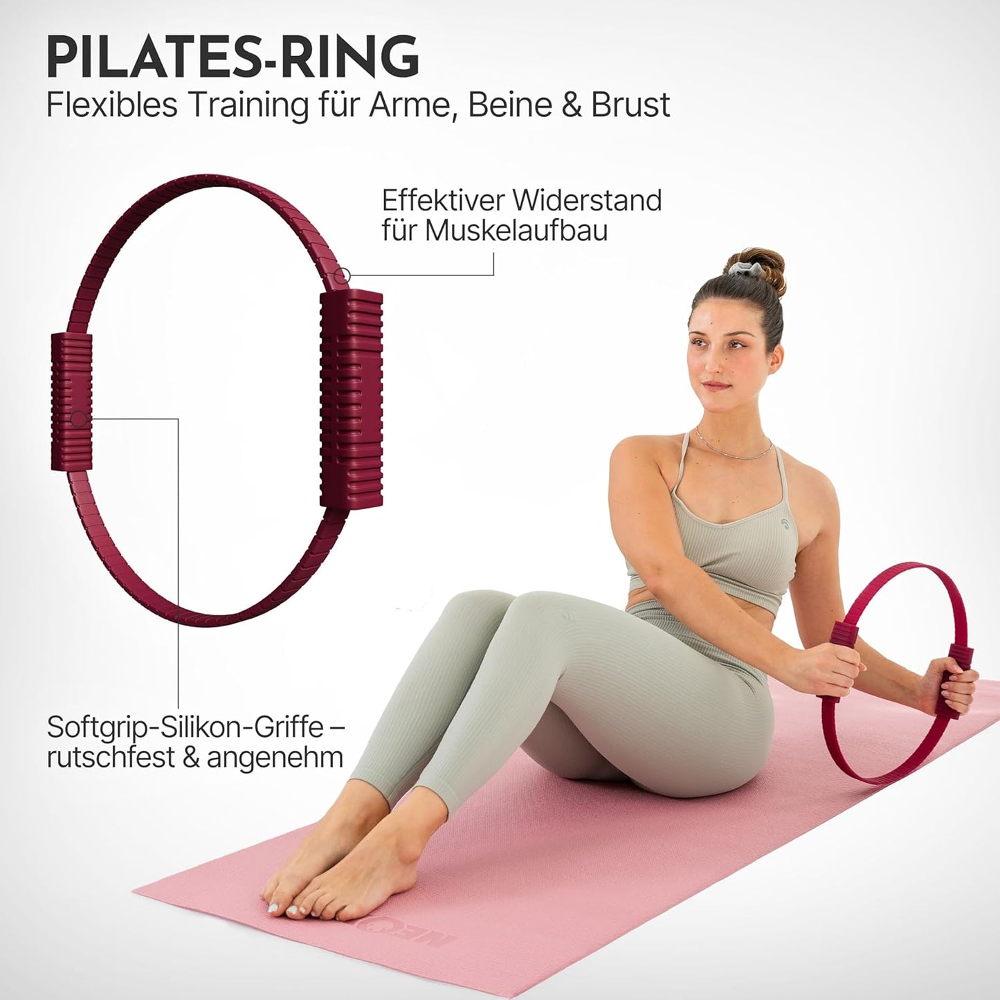 Pilates Zubehör-Set mit Ball, Ring & Hanteln, Berry Plus mit Matte