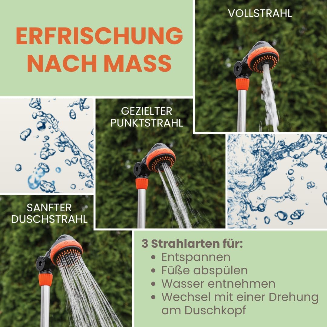 Verstellbare 3in1 Gartendusche mit Dreibeinstativ