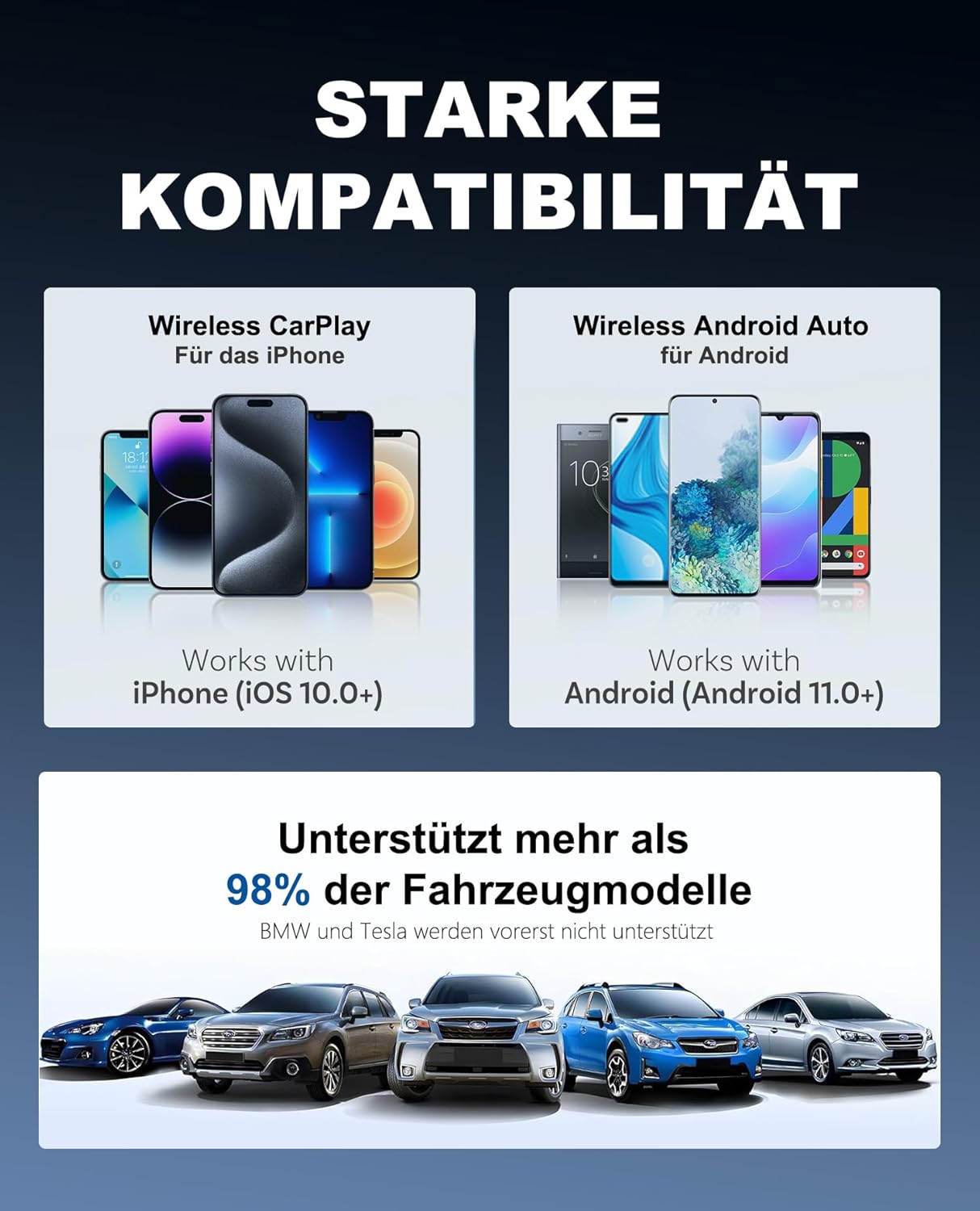 2-in-1 Carplay & Android Auto Adapter, Schwarz