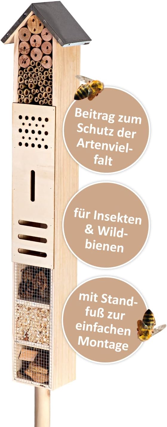 Insektenhotel XXL stehend mit Erdspiess (151 cm)