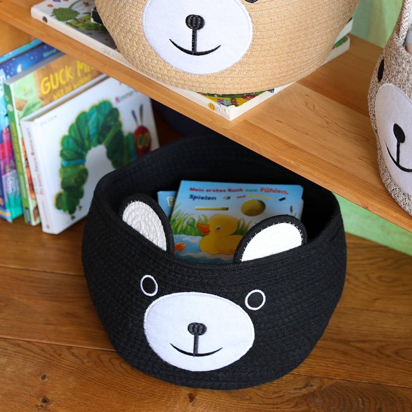 Aufbewahrungskorb Bär, Schwarz