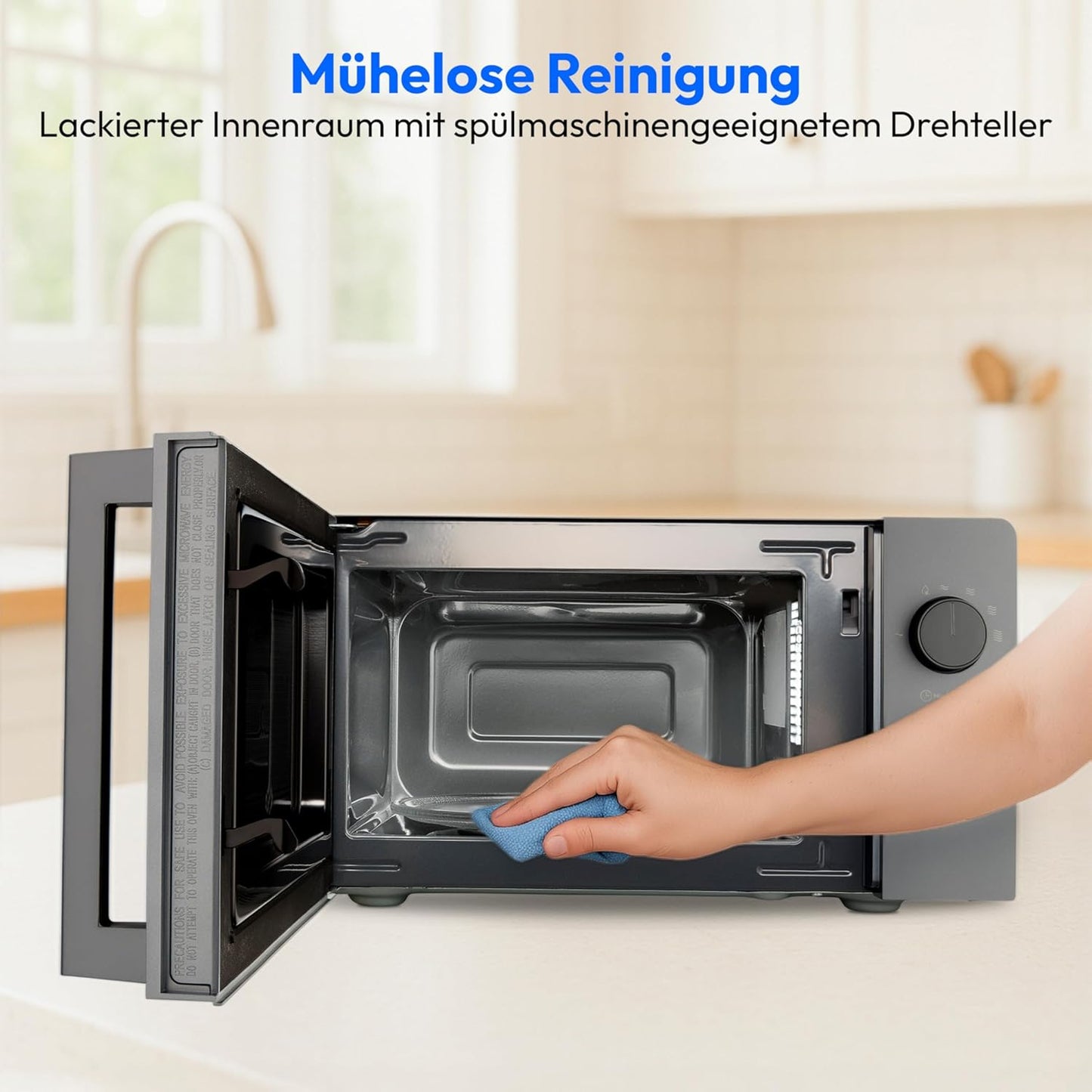 Mikrowelle MD12211 mit Auftaufunktion und Timer, Dunkelgrau 20 Liter | 5 Leistungsstufen