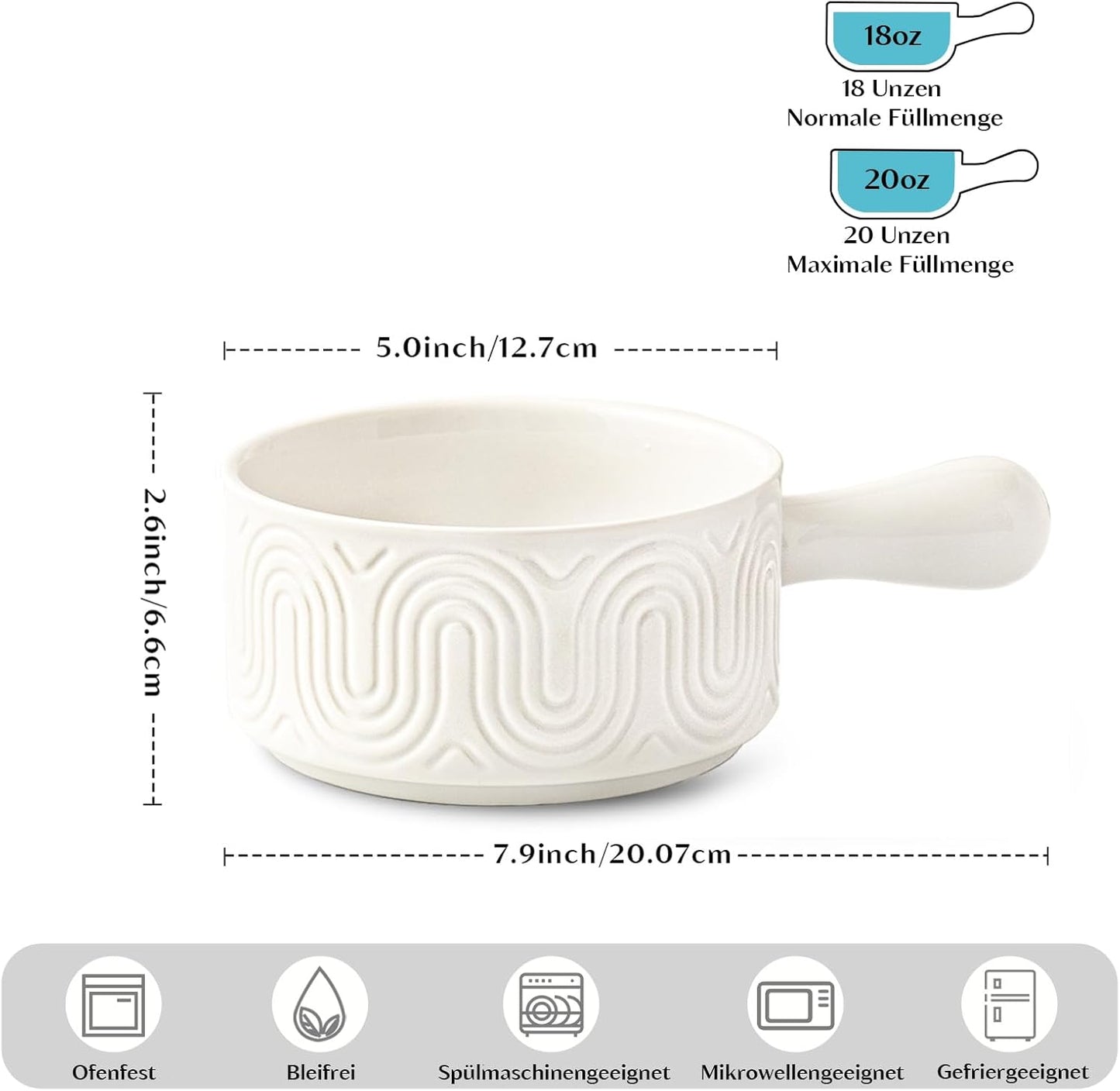 Suppenschüssel-Set mit Griff, 18oz