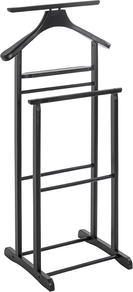 Herrendiener aus Massivholz, traditionell, B 47 x H 102 x T 36 cm Schwarz