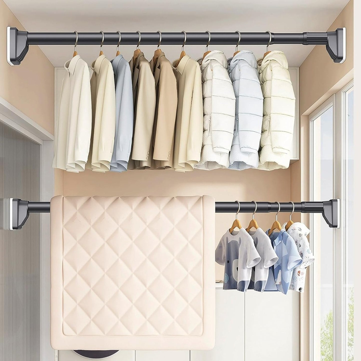 Duschvorhangstange ohne Bohren, 70-160cm Schwarz（2#）