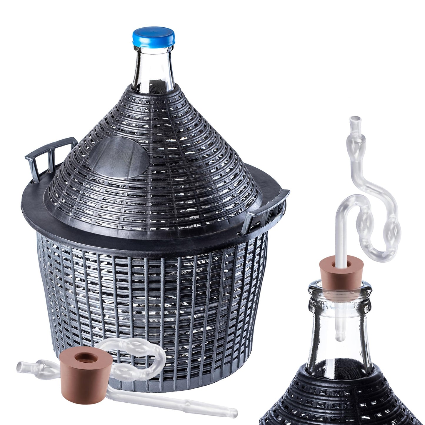 Glasballon-Set mit Gärzubehör, 15L Kunststoff Gärröhrchen