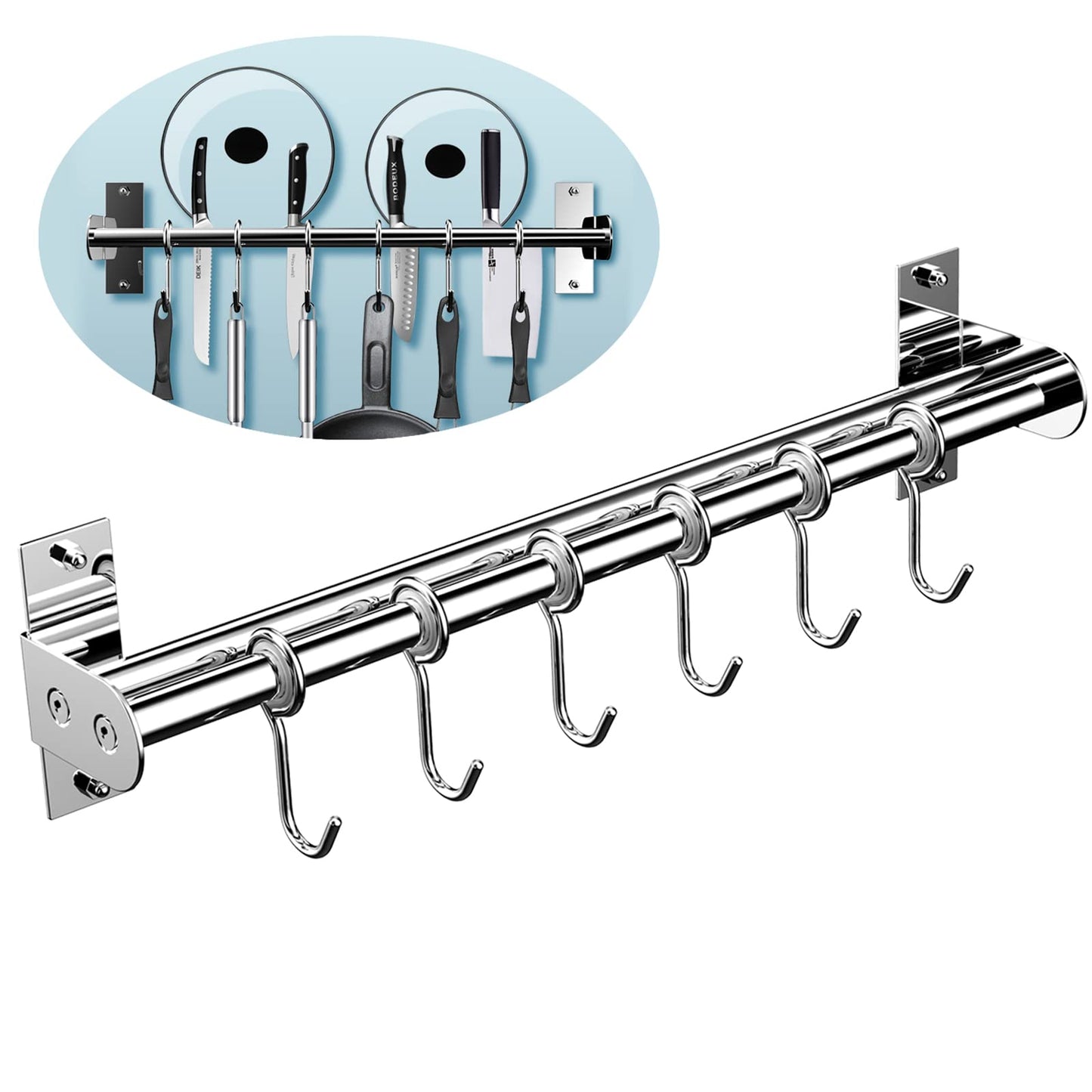 Hängeleiste mit 6 Haken und Messerhalter, 40cm