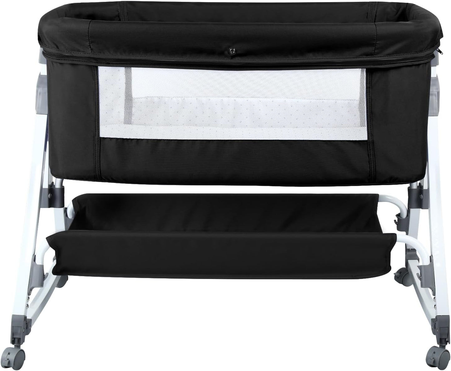 Höhenverstellbares Baby-Beistellbett mit Rollen, 80 X 40 X 100–116 Cm (6 Schwarze Steine)