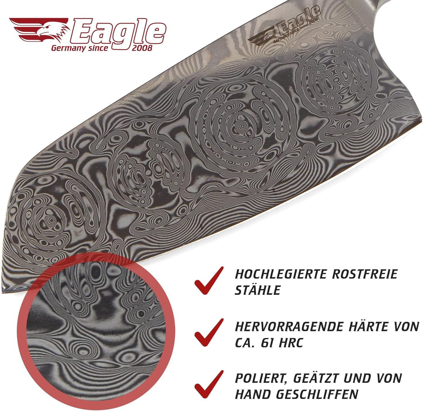 U-Grip Brotmesser, Voll-damaststahl 108 Lagen / Heftschalen: Olivenholz aus Süditalien