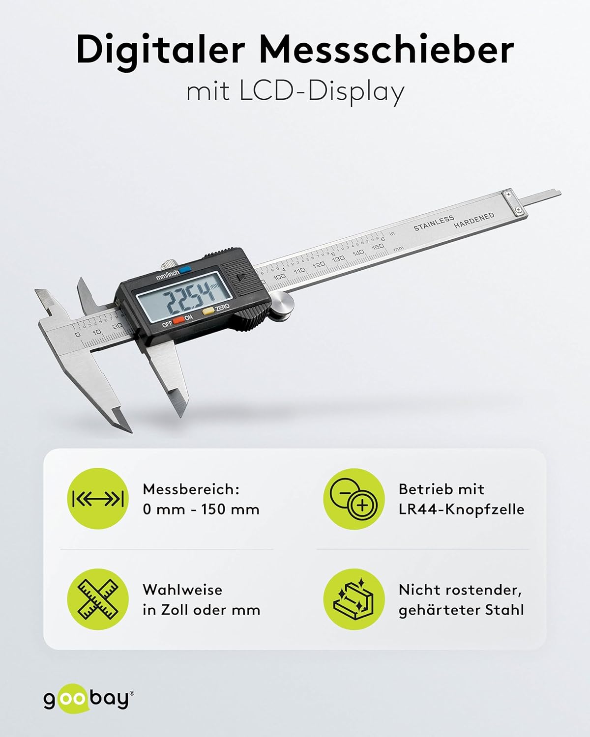 Messschieber 77001 mit LCD-Display, 150 mm